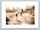 1946 Young Ladies Play Badminton In Backyard Rare Vintage Photo Snapshot
