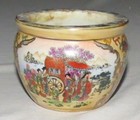 Chinese Vintage 4 X 3 Inch Pot  in The Town Scene  - Gold Highlights