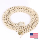 12mm Men s Iced Cz Out Miami Cuban Link Chain 14k Gold Plated Stainless Steel