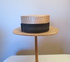Vintage 1920s-30s Straw Boater Hat Sz 7