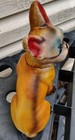 Bank Chalkware French Bulldog Carnival Figure Coin Dog Vintage Prize Fair Orange