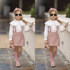 Toddler Baby Kids Girls Ruffle Outfits Lace Puff Sleeve Tops Skirt Set Clothes