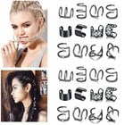 12 Pcs Black Hair Braids Dreadlock Metal Crystal Rhinestone Braid Clips Black