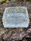 Vintage Art Deco Mid-century Modern Frosted Bumpy Square Glass Ashtray Heavy Nos