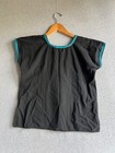 Mexican Artesian Blouse Womens Small Black Floral Hand Embroidered Oaxaca