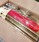 3 Gold 38-inch Stanchions With Red Velvet Ropes  Immediate Use Crowd Control   