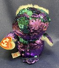 Ty Beanie Boo Flippable Sequin Moonlight Owl Purple Blue  6   