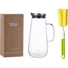 50oz 1500ml Glass Pitcher With Handle And Stainless Steel Silicone Filter Lid 
