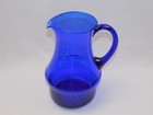 Cobalt Blue Glass Applied Handle Cobalt Pitcher 9 25  Tall