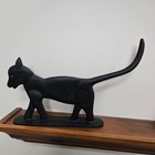 Vintage Cast Iron Black Cat Boot Scraper Doorstop  16  Including Tail 