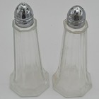 4 5    Tall Elegant Clear Glass Salt And Pepper Shakers Vintage