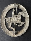 Wwii German Military Horse Equestrian Badge Silver Tone Marked On Back Vintage