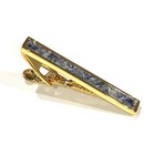 Gold Border Sodalite Stone Tie Clip Men Birthday Wedding Gift Tie Bar