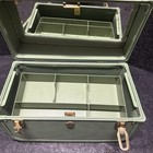 Vtg Taperlite Green Train Case Cosmetic Makeup Vanity Box Luggage Case W  Tray   