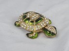 Jeweled Gold Tone Turtle Jewelry Box 3  - Magnetic Closure