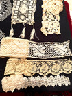 Lot - Antique Lace Yardage Tatting Doilies Crochet Collar Etc 
