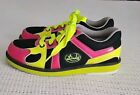 Linds Bowling Shoes -womens Size 6 5-black-pink-green Neon Glo-leah Lace Up