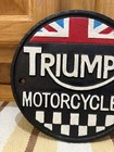 Triumph Motorcycle Cast Iron Sign Bike Parts Garage Gas Vintage Style Wall Decor