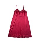 Vintage 70s Vanity Fair Satin Burgundy Lace Midi Slip Dress M L Vtg Nightgown