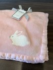 Carter s Pink Bunny Rabbit Baby Girl Blanket Plush Soft Satin Trim White Easter