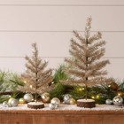 Primitive Christmas Retro Looking Tabletop Champagne Tinsel Christmas Trees 2 Pc