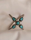 Carolyn Pollack Cp Turquoise   Sterling Silver Ring Criss-cross 6 25-6 50 Signed