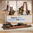Foldable Rowing Machine Wood  350lbs Capacity  Smooth Space-saving Design Quite