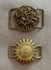 Set Of Two Vintage Brutalist Brass Belt Buckles