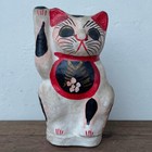 Maneki Neko Antique Ceramic Statue Japanese Lucky Cat Figurine Okimono 5 5 Inch