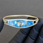 Vintage Taxco Mexico Alpaca Abalone   Turquoise Inlay Bangle Bracelet