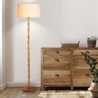 Tall Wooden Floor Lamp  62  Rubberwood Farmhouse Lamp With16 Large Linen