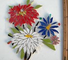 Bouquet Of Colorful Flowers On Mesh Unfinished Mosaic Tile Design 9 x 8 