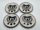 Vintage Set Of 4 Farmhouse Cottage Ceramic Stoneware Coasters W  Holder
