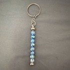 Detachable Keyring Blue Beaded Keychain Metal Split Ring Chain Silver