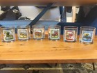Rare Vintage Low Ball Bar Glasses With  Moravia Antique Car Stamps Set Of 6