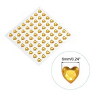 256 Pcs Heart Rhinestone 6mm Self Adhesive Gems Stickers Gold