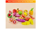 35 Pcs Wooden Play Food For Kids Kitchen  Pretend Cutting Food Toys With Wooden