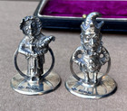 Antqiue Sterling Silver Punch And Judy Card Menu Holders Set W  Case George V