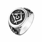 Vintage Masonic Round Signet Ring Stainless Steel Freemason Ag Men s Biker Ring