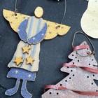 Set Of 14 Vintage Primitive Wood Christmas Angel Wise Men Snowman Santa Ornament