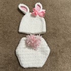 Newborn Baby Girl Bunny Rabbit Knit Crochet Photo Costume Photography Prop Set