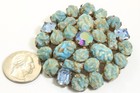 Vintage Mid Century Czech Molded Turquoise Glass Rhinestone Cluster Brooch Pin