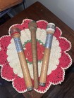 Antique Wooden Empty Spools Lot Of 3 With Metal Bands Pre-1930