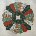 Vtg cranston greens  dresden Plate Quilt Pattern  cotton Fabric Panel  13 x12 5 