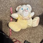Fisher Price Vtg Puffalump Baby Puppy Bear Mouse Yellow White Bib Rattle Plush