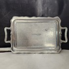 Mariposa Brilliante Silver Aluminum Handled Serving Tray Swirl Whimsy 19 x11 