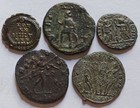 Lot 5 Late Roman Bronze Coins Ae2 Ae3 Ae4 Nummi 4th Century Cleaned