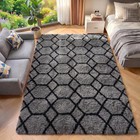Chic 4  X 6  Fluffy Geometric Rug - Non-slip   Washable Comfort For Living