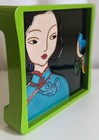 Pure Land Tile Decorative Tray Asian Bluebird Bird Woman Art Resin  9x8 5x 2 