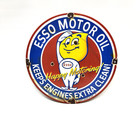 Esso Motor Oil Gasoline - Vintage Porcelain Sign - Service Station Petroliana